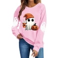 thumbnail image 2 of TKLPEHG Women's Sweatshirts Halloween Long Sleeve Cute Ghost Pumpkin Graphic Sweatshirt Crew Neck Fall Fashion Casual Pullover (Pink,XL), 2 of 6