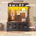 thumbnail image 3 of Farmhouse Hall Tree with 9 Coat Hooks, Bench and Shoe Storage, 5-in-1 Entryway Bench, 3 of 8