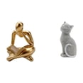 thumbnail image 1 of Estatua abstracta de gato pensador, figura decorativa de resina, adorno coleccionable para mesa, sala de estar, estantería de oficina, entrada, dormit, 1 of 8