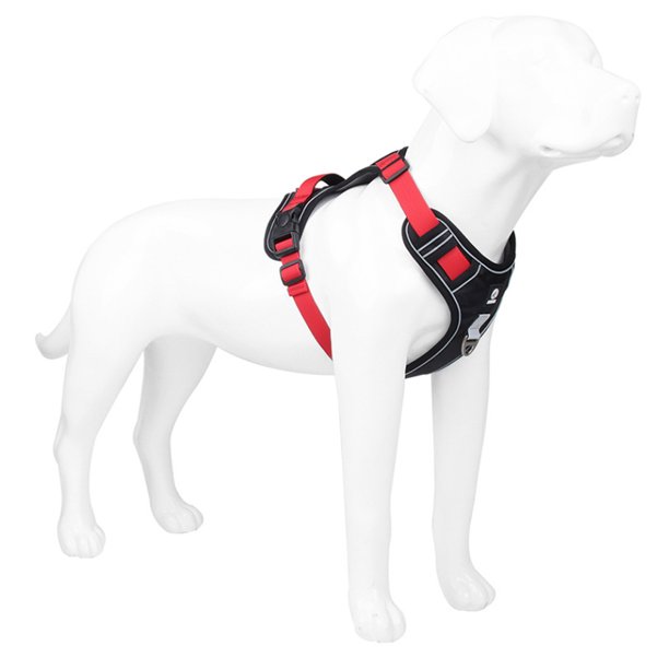 Arnés para perros sin tirones, arnés reflectante para perros, arnés ajustable para mascotas con 2 clips para correa, arnés para perros con asa (negro)