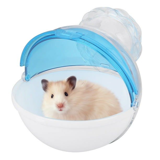 Jaula de acrílico para mascotas pequeñas, baño externo, casa de baño para hámster, cobaya, baño azul