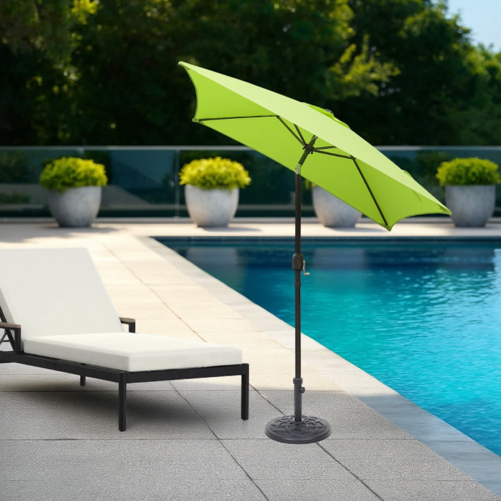 Ultrashades 6.5 ft Square Outdoor Patio Market Umbrella with Push Button Tilt and Crank Handle, Green