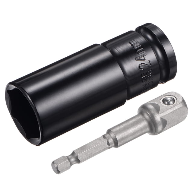 Unique Bargains Socket Accessory Set, 24mm Deep Socket 1/4' Hex Shank Impact Adapter with 1/2' Drive