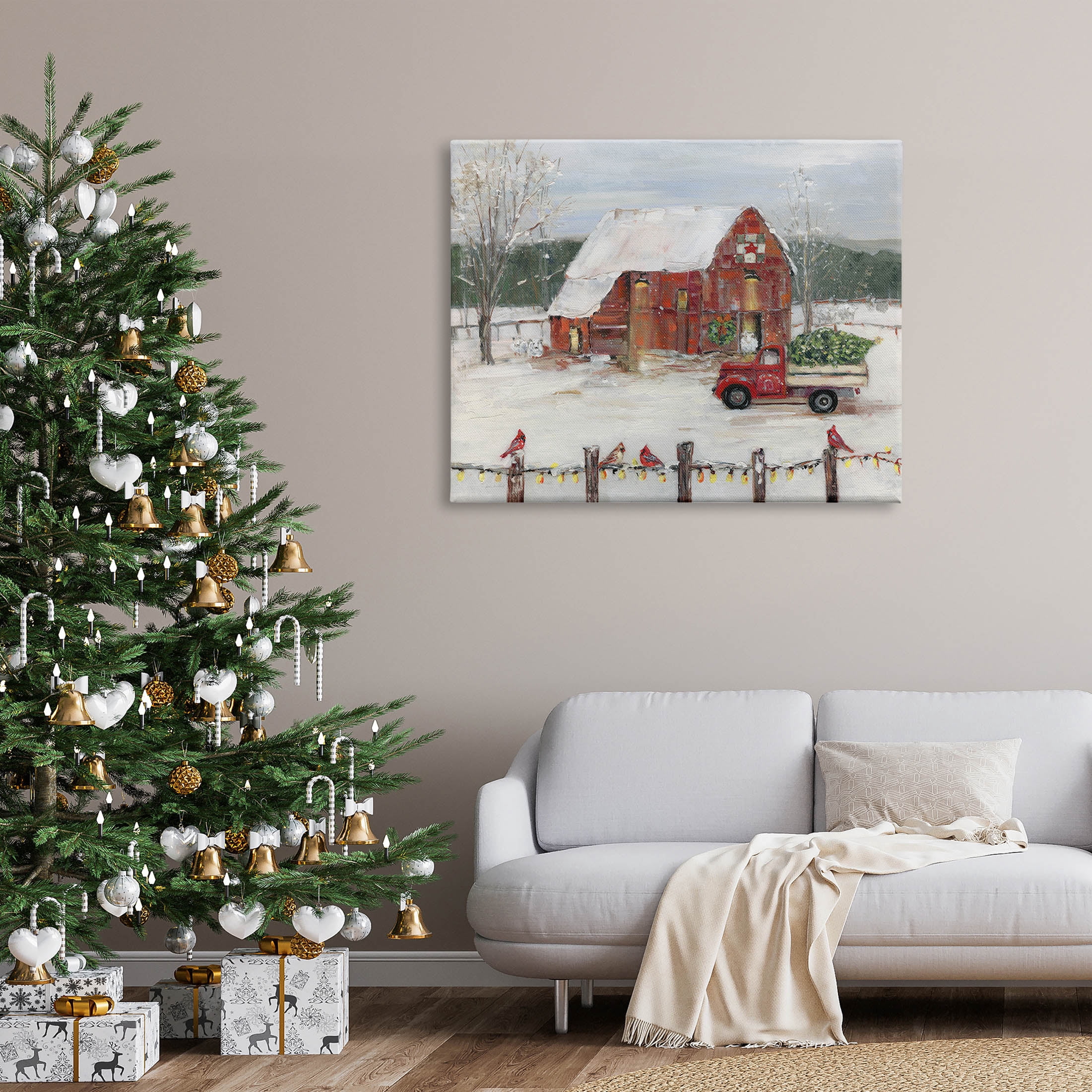 Stupell Industries Snowy Holiday Tree Farm Landscape Painting Gallery Wrapped Canvas Print Wall Art, Design by Sally Swatland