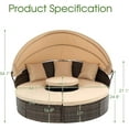 thumbnail image 6 of Villeston Round Outdoor Sunbed with Canopy for Patio Backyard, Clamshell Combination with Elevated Coffee Table,Beige, 6 of 8