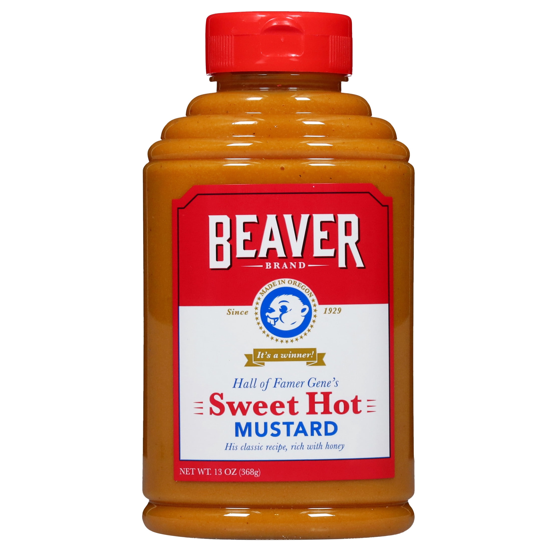 (4 pack) Beaver Brand Sweet Hot Mustard, 13 oz Bottle