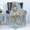 thumbnail image 4 of Modern Soft Flannel Fleece Throw Blanket, Husky Dog Faced Man at Valentines with Hearts Romantic Love Display, Cozy Plush for Indoor and Outdoor Use, 50" x 60", Sand Brown Slate Blue, by Ambesonne, 4 of 5