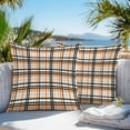 thumbnail image 4 of Abstract Stripes Outdoor Pillow Covers Pack of 2 Orange Black Grey Plaid Waterproof Throw Pillow Covers Decorative Cushion Cases for Patio Garden Tent Balcony Couch 26x26 inch, 4 of 8