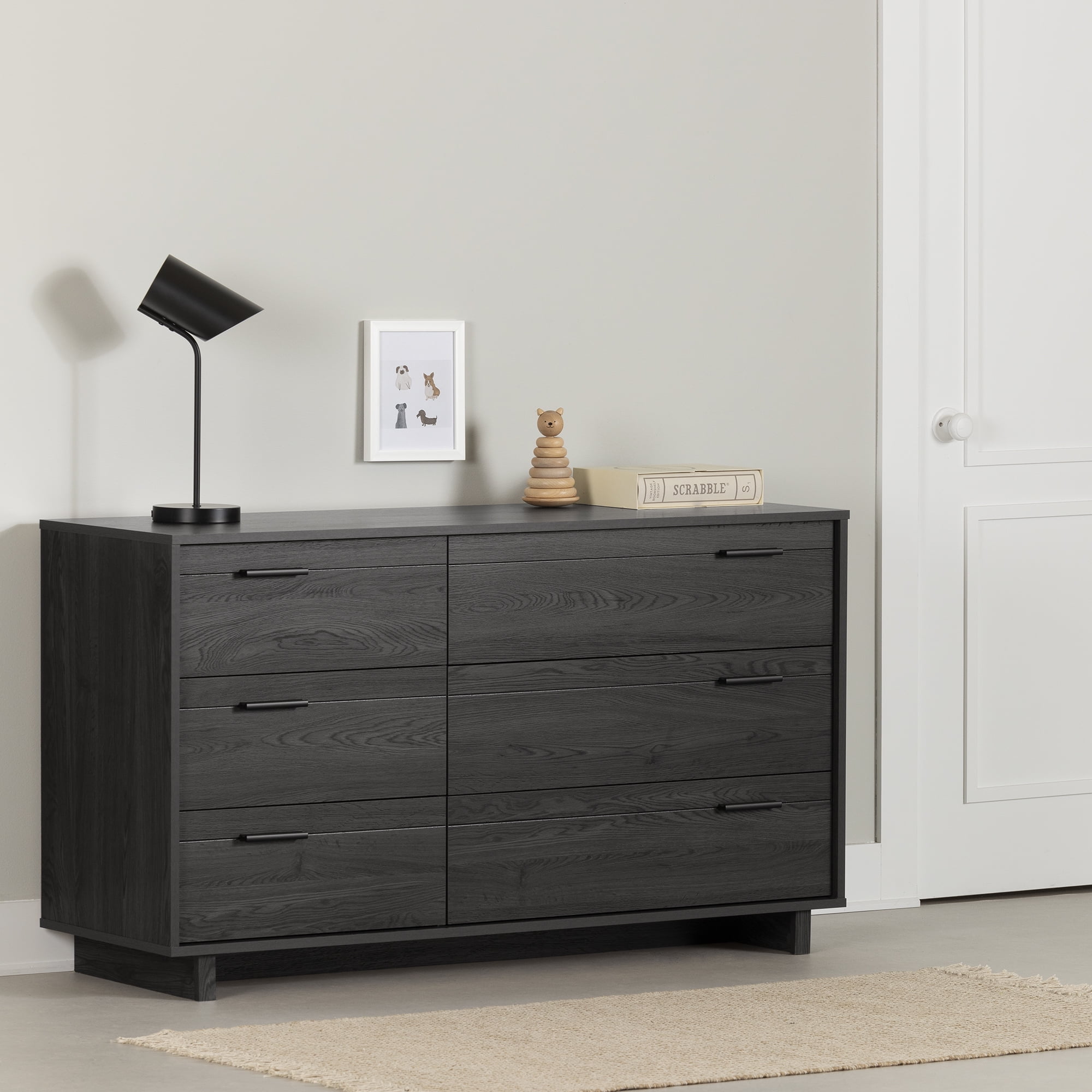 Commode 6 tiroirs pour Enfants, fini Chêne gris, collection Fynn de Meubles South Shore