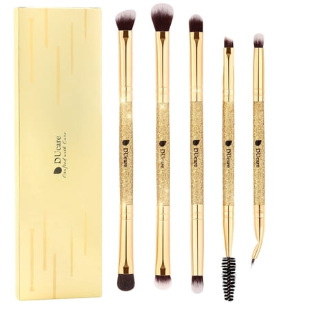 DUcare 5Pcs Eyeshadow Brush Set Duo End Wood Brushes Gold Christmas