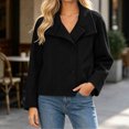 thumbnail image 6 of WIZUTIZ Women's Solid Color Button Front Jacket Turn Down Collar Long Sleeve Loose Casual, 6 of 7