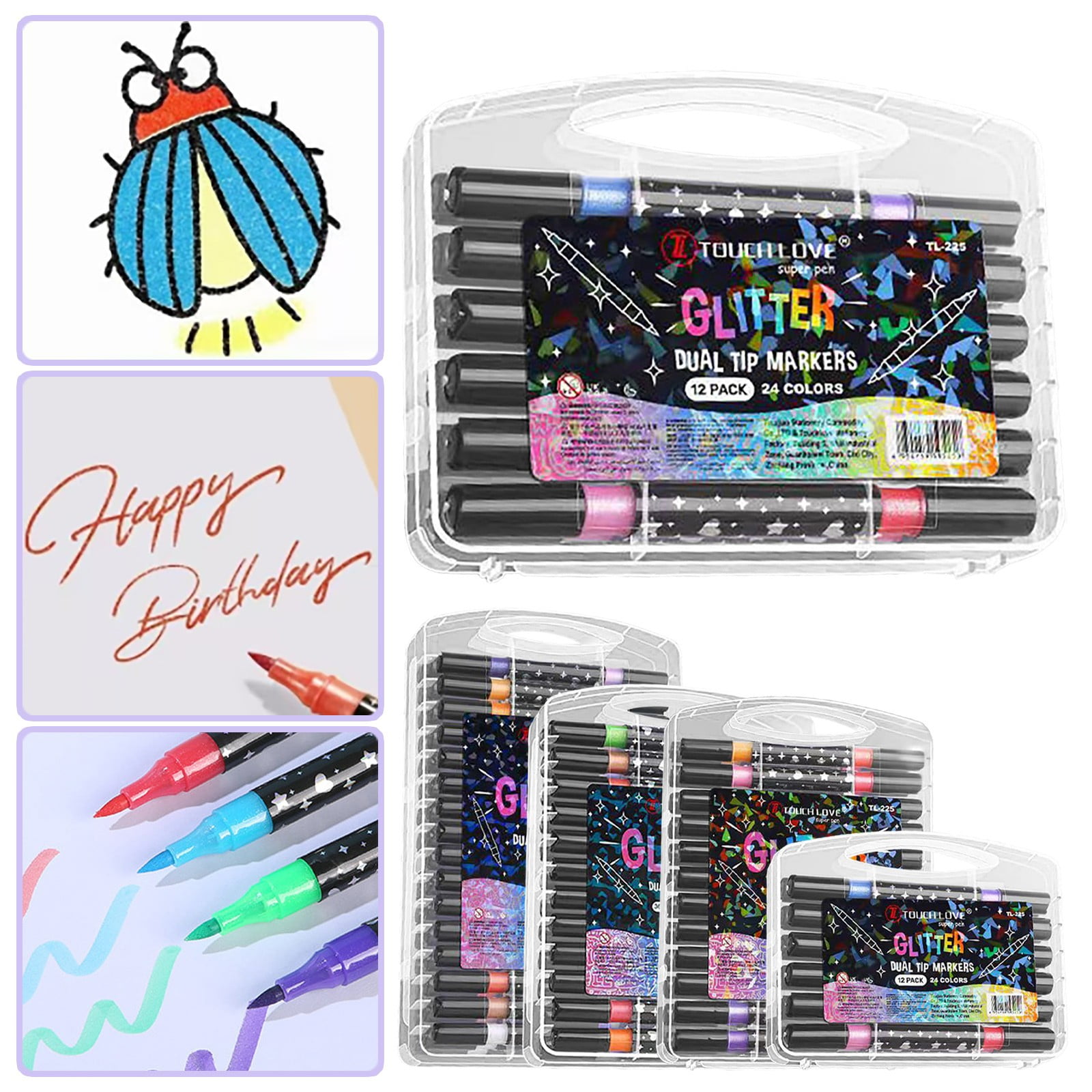 Flash Pen, Luminous Marker Pen, 48 Colors,48 Colors Glitter Gel Pen Set, Metallic Marker Pens with Fiber Tip, Smooth Paint Markers for Adult Coloring Diy Crafts Christmas Card Making, 10Ml Each