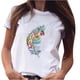 thumbnail image 2 of Pntutb Mujeres Niñas Tallas grandes Camisa con estampado de plumas Camiseta de manga corta Blusa tops Pntutb Pntutb-4298, 2 of 7