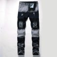 thumbnail image 2 of QATAINLAV Today Prime Sales Ripped Jeans for Men Slim Fit Skinny Stretch Casual Denim Pants Fashion Distressed Frayed Straight Fit Jean Trousers with Pockets Dark Blue L, 2 of 10