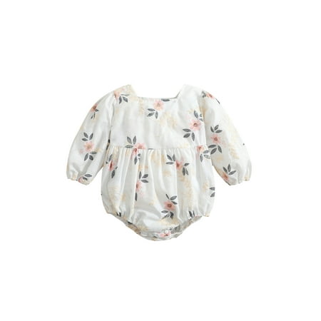 

Binpure Baby Girls Spring Autumn Romper Long Sleeve Round Neck Floral Print Casual Romper