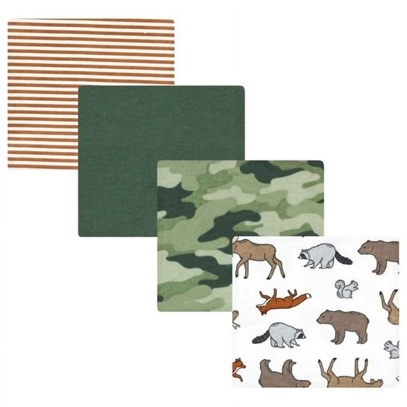 Hudson Baby Infant Boy Cotton Rich Flannel Receiving Blankets, Animal Adventure, One Size