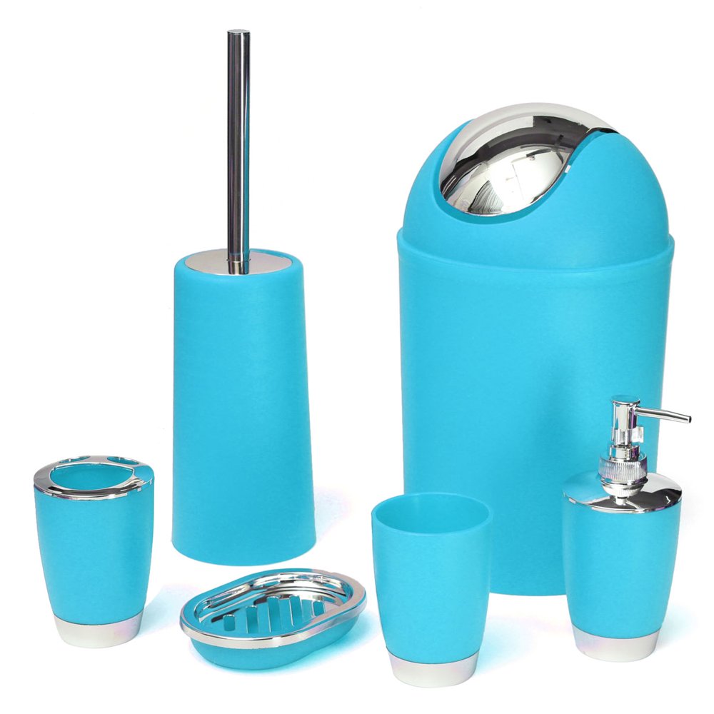 6Pcs Set Home Bathroom Organizer Accessory Bin Soap Dish Dispenser