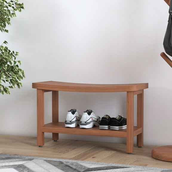 AquaTeak Patented 30" Sumba Teak Entryway Bench with Shelf - 30 Inch