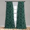 thumbnail image 5 of Ambesonne Palm Leaf Curtains, Fresh Hawaii Summer, Pair of 28"x84", Dark Green Black, 5 of 5