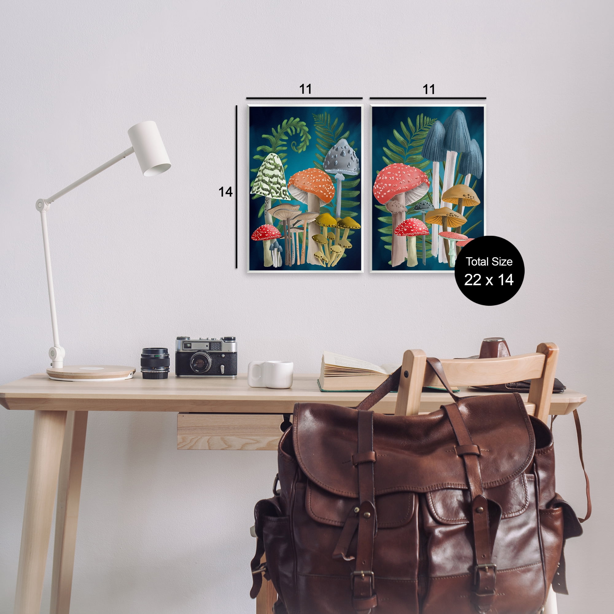 Stupell Industries Mushroom Varieties Forest Ferns Plants & Flowers Painting Unframed Art Print Wall Art, 11 x 14, Set of 2