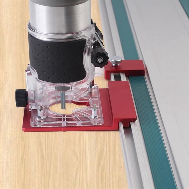 Aluminum Router Guide Rail Adapter with Limiter Rail Stop for Fixed Base Trim Routers, Compatible Most Router