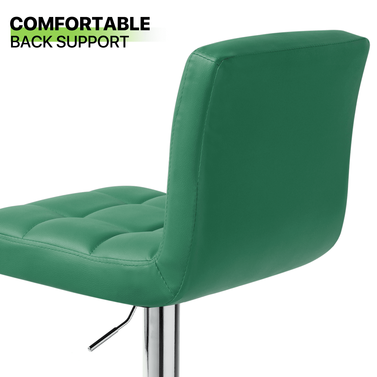 Magshion Modern Adjustable Swivel Bar Stools, Armless Kitchen Counter Barstools Faux Leather Square Island Barstool with Back Set of 2 Teal Green