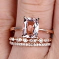 thumbnail image 4 of Trio Set Art Deco 1.50 Carat Cushion Cut Morganite Engagement Ring Wedding Set On 10k Rose Gold Shining Startling Ring Anniversary Gift, 4 of 6