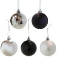thumbnail image 6 of Sunnydaze Modern Holiday Black/Silver Plastic Christmas Ornament Balls, 50 Count, 6 of 9