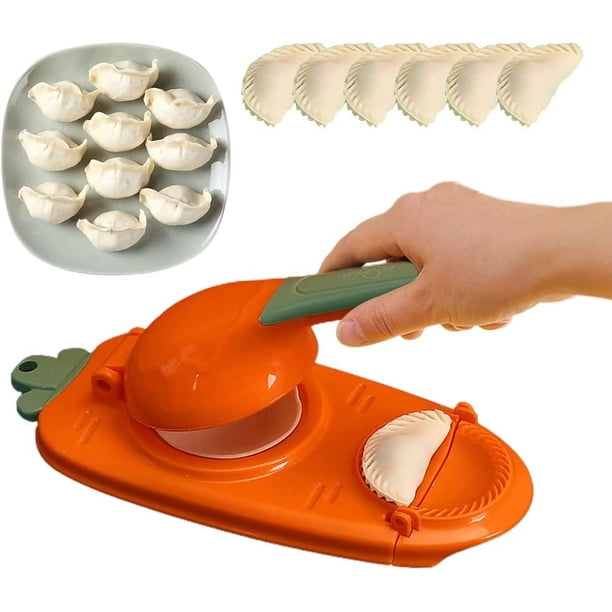 2 in 1 Dumpling Maker Machine, 2023 New Manual Dough Presser Dumpling Wrappers Press Wrapper, Premium Household Head Automatic Dumpling Maker Mould Wonton Maker Ravioli Mold Baking (Orange)