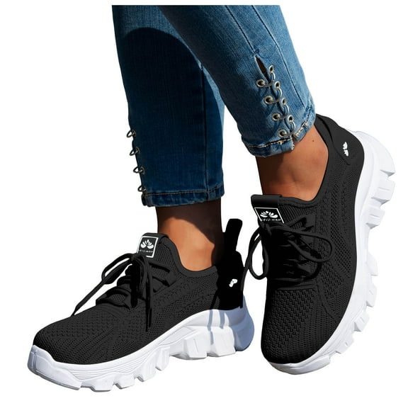 Womens Chunky Walking Shoes Comfortable Arch Support Orthopedic Woven Non Slip Jogging Work Fashion Sneakers