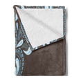 thumbnail image 2 of Whale Soft Flannel Fleece Throw Blanket, Baloon Like Mammal in the Ocean Bubbles Cartoon Batik Tribal Style Image, Cozy Plush for Indoor and Outdoor Use, 60" x 80", Blue and Brown, by Ambesonne, 2 of 5