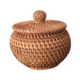 thumbnail image 2 of Cesta de ratán, cesta de mimbre con tapa, cuenco de mimbre, organizador decorativo tejido a mano, multiusos para la decoración del baño del hogar frasco, 2 of 8