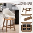 thumbnail image 3 of EOP Modern Swivel Bar Stools Set of 2, 25" Upholstered Counter Height Bar Stools with Wood Legs & Curved Back, Mid Century Bar Chairs for Kitchen Island Pub, Beige, 3 of 10