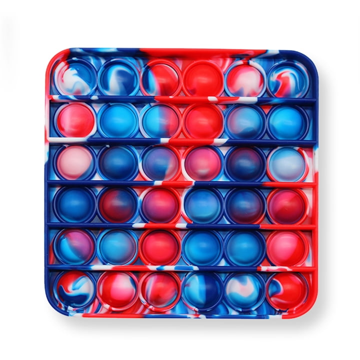 Top Trenz OMG Pop Fidgety Bubble Fidget Toy Stress Relief Push Pop Fidget Toy - Square Tie Dye Red White Blue, Adult Unisex, Size: One Size
