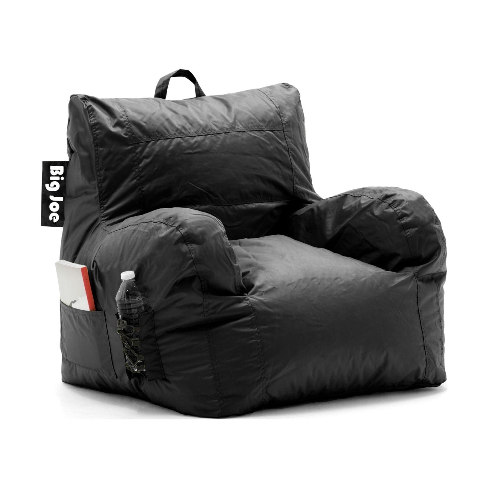 Big Joe Dorm Bean Bag Chair with Drink Holder and Pocket, Black Smartmax, Durable Polyester Nylon Blend, 3 feet - image 3 of 10