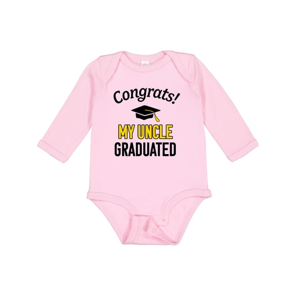 Inktastic Congrats My Uncle Graduated with Cap Boys or Girls Long Sleeve Baby Bodysuit
