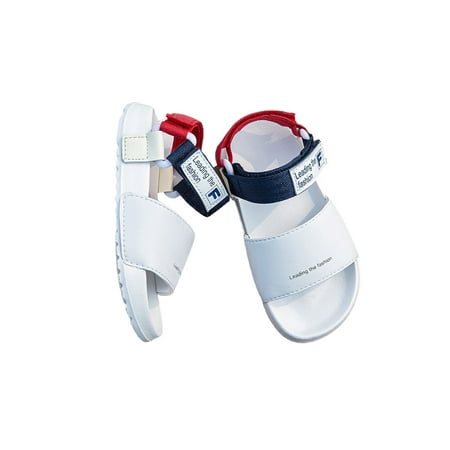 

SIMANLAN Children Sandal Slip On Casual Shoes Summer Flat Sandals Kids Hook & Loop Boys Girls Beach White Style B 8C