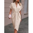 thumbnail image 3 of EASYBRAUS Women V Neck Sleeveless A Line Midi Dress Solid Color Spring Summer 2024 Elegant Casual S-XL, 3 of 5