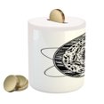 thumbnail image 2 of Galaxy Mandala Piggy Bank, Orbital Hoops Inspired Design Interpenetrated Sun and Moon Day Night, Ceramic Coin Bank Money Box for Cash Saving, 3.6" X 3.2", Black and White, by Ambesonne, 2 of 4