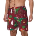 thumbnail image 2 of Uemuo Dinosaur Christmas Happy New Year Pattern Mens Swim Trunks Quick Dry Board Shorts with Mesh Lining, Stretch Beach Shorts Quick Dry No-Chafing Board Shorts-Medium, 2 of 9