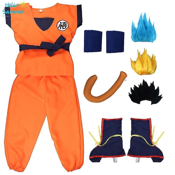 Christmas Kids Adult Suits Son Goku Cosplay Costume Anime Superheroes Jumpsuit Black Hair Costume Dress Up zhangyuxiang LED