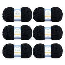 CBC Cozy Bear Gauge 5 Bulky Yarn - 6 Pack (7 oz / 200 g, 240 yards Each Skein), Black, Chenille Yarn for Crocheting, Knitting, and Amigurumi