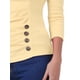 thumbnail image 5 of BLUSA RUCHADA PARA MUJERES CHIC CON BOTONES DECORATIVOS, ESCOTE EN V, MANGA 3/4, TOP DE PUNTO SÓLIDO XS, COLOR ALBARICOQUE, 5 of 6