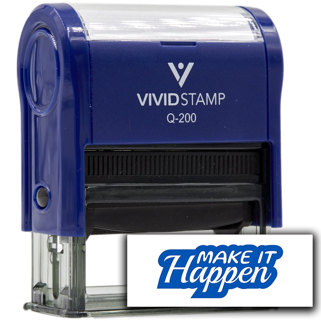 (3 pack) All Quality Make it Happen Self-Inking Rubber Stamp | Agenda Planning Stamps (Blue Ink) - Q-200