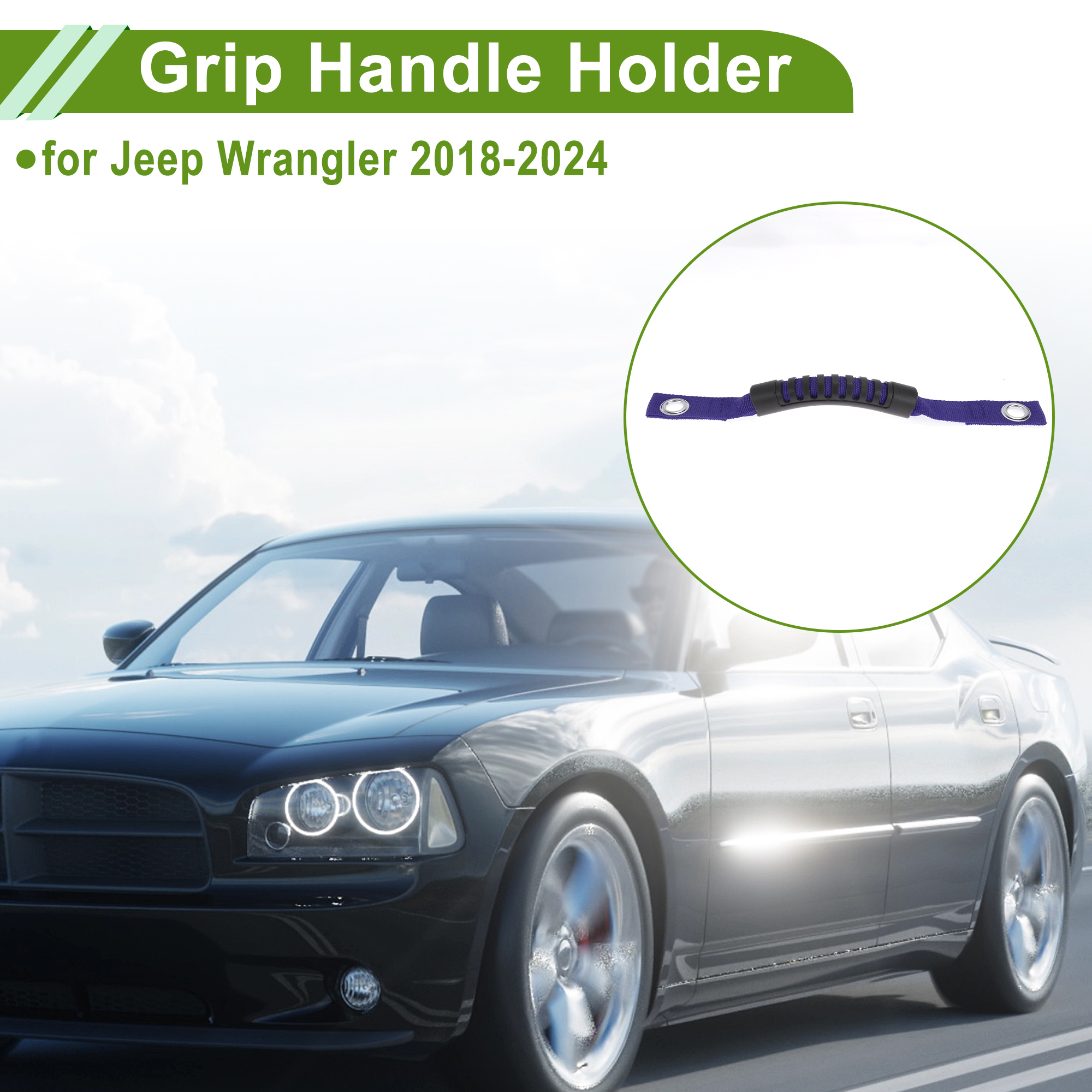 Unique Bargains Roll Bar Grab Handles for Jeep Wrangler 2018-2025 Grip Handle Holder Nylon Plastic Black Blue 4 Pcs