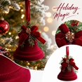 thumbnail image 2 of Christmas Tree Decorations with Velvet Finish and Gold Pinecone Accent, Festive Red Bow and Faux Pine Sprigs for Holiday Mantel Display and Living Room Accent, Elegant Seasonal, 2 of 4