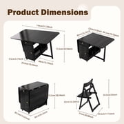 Extendable Drop Leaf Folding Dining Table Space Saving Living Room & Kitchen Single Black 130cm