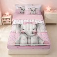 thumbnail image 2 of Erosebridal Kawaii Elephant Zipper Twin Comforter Sets with Fitted Sheet and 2 Pillowcases for Girls, Cartoon Animal Zipper Bedding Set, Pink Reversible, 2 of 7