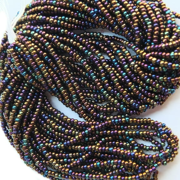 Seed Beads Black Opaque Rainbow Iris 11/0 Czech Glass Full Hank Pack