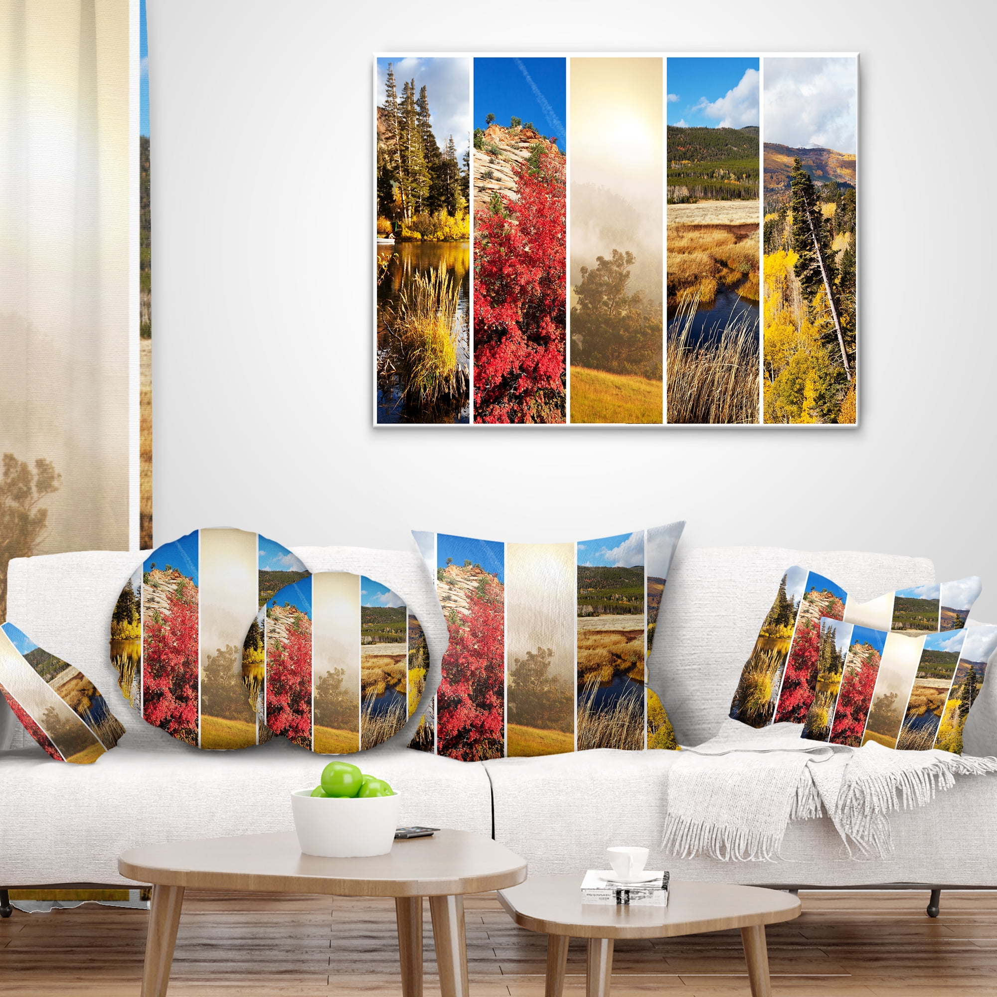 Designart Autumn in Sierra Nevade Collage - Landscape Printed Throw Pillow - 16x16